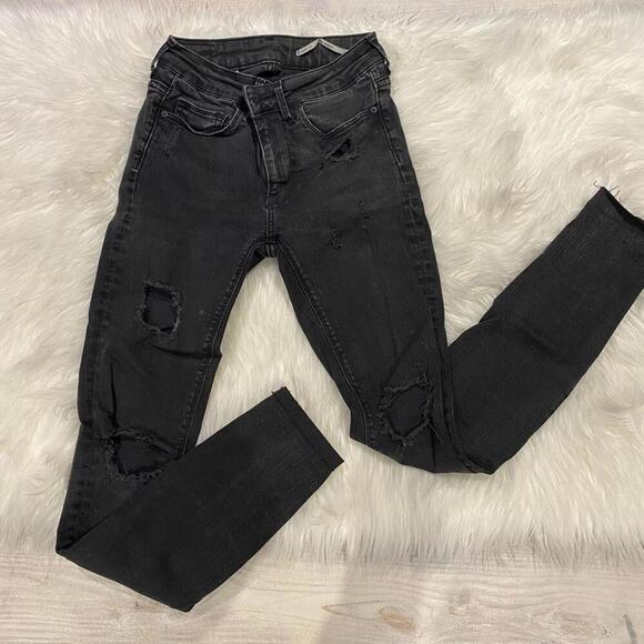 Zara black / grey jeans mid waist skinny size 2 - Picture 1 of 3